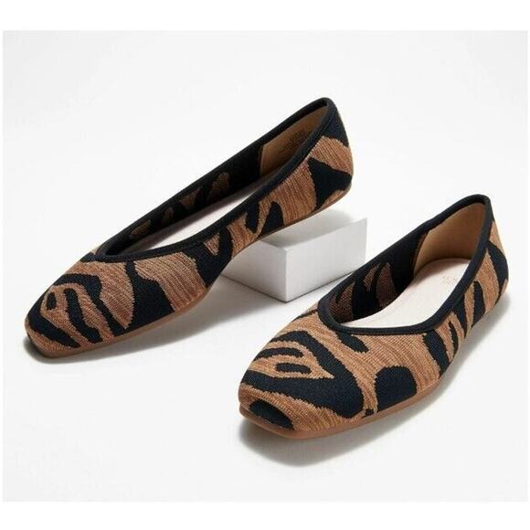 Louise et Cie Shoes - Louise et Cie 8 / 38.5 Flats Brown & Black Washable Knit Square Toe Ballet Shoes